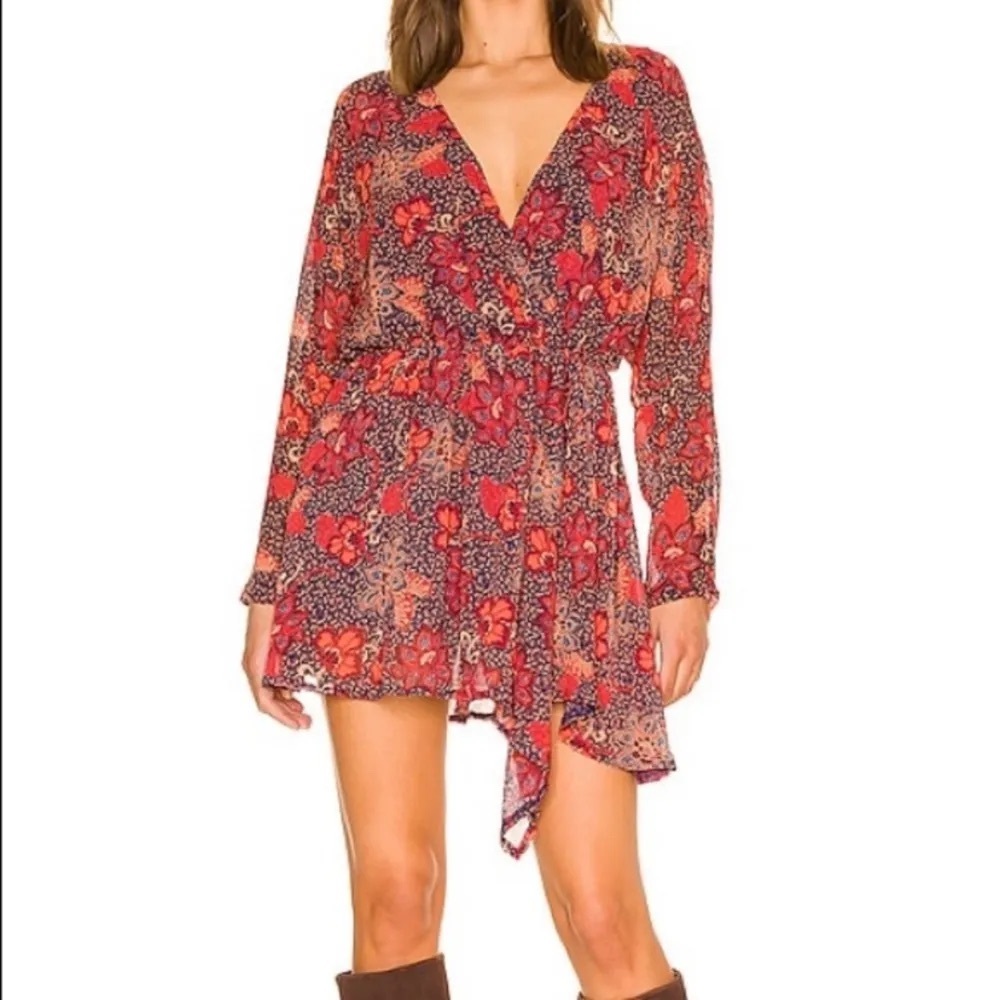 Free People Teegan Mini Dress - Peach Combo - Small